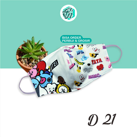 Masker Kain Dewasa D21 BT21 White Cathay Digital Masker Kain Dewasa D21 BT21 White Cathay Digital