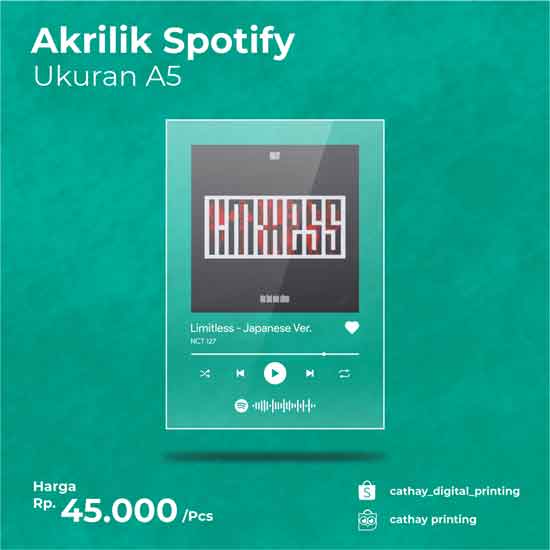 Akrilik Spotify A5 Cathay Digital Printing