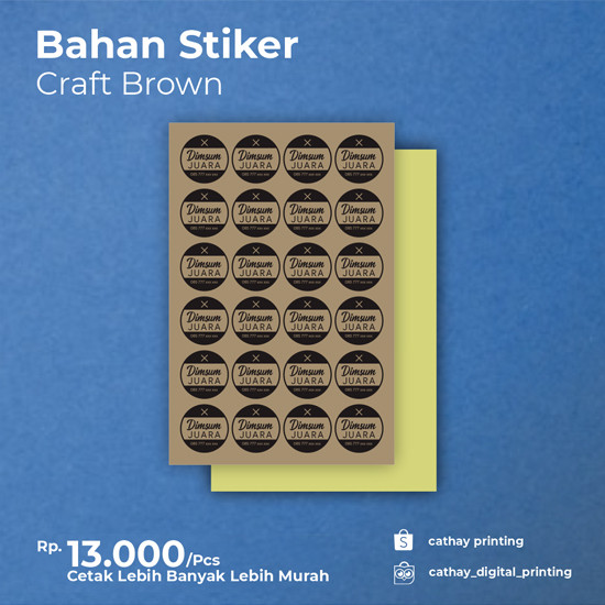 Stiker Kertas Premium Waterproof (Craft Brown) A3+