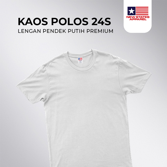 Kaos New State Pendek Premium 24s Putih (XS-XL)