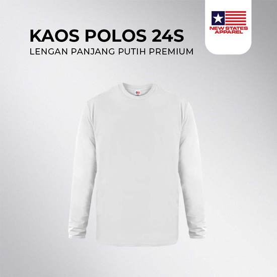 Kaos New state Putih Panjang 24s Premium (S-XL)
