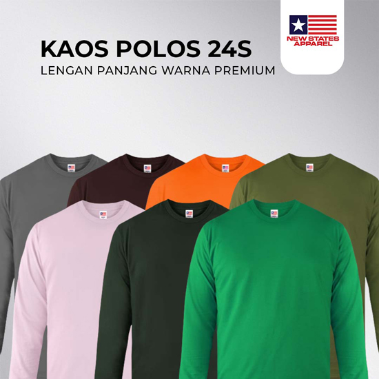 Kaos New state Warna Panjang 24s Premium (S-XL)