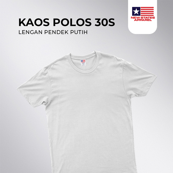 Kaos Polos Putih Pendek New state 30s (XS-XL)