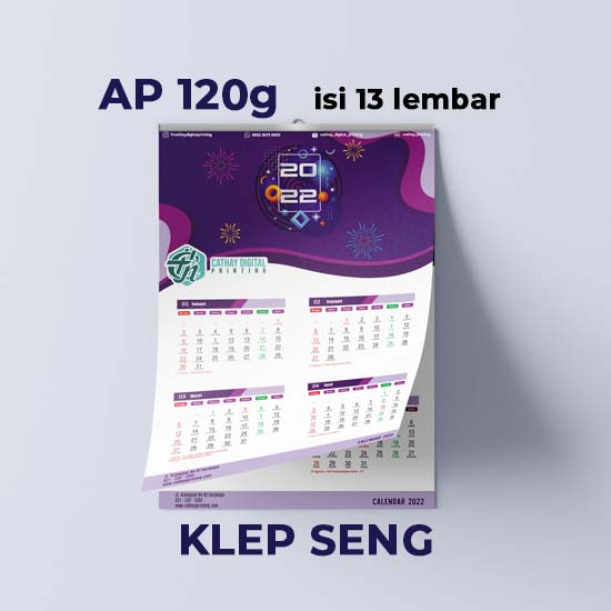 Kalender Dinding - 31X47cm  (AP 120g) - 13 Lembar Klep Seng