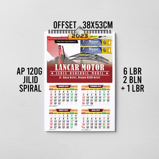 Kalender dinding (38X53cm) Ap 120 offset Spiral- (6 lembar 2 bula ...