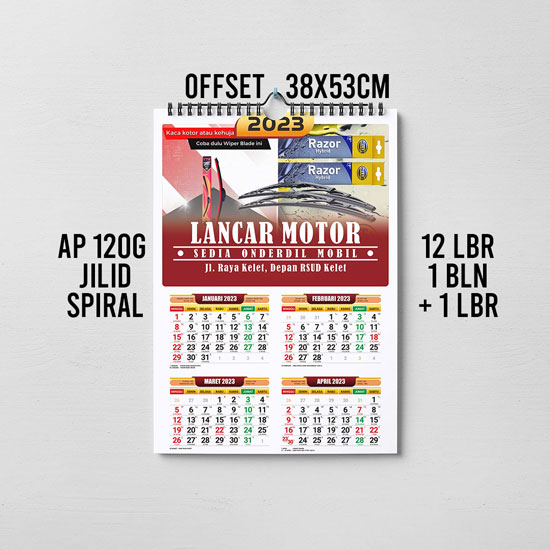 Kalender dinding (38X53cm) Ap 120 offset Spiral- (12 lembar 1 bul ...