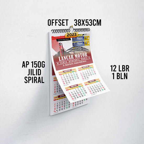 Kalender dinding (38X53cm) Ap 150 offset Spiral- (12 lembar 1 bul ...