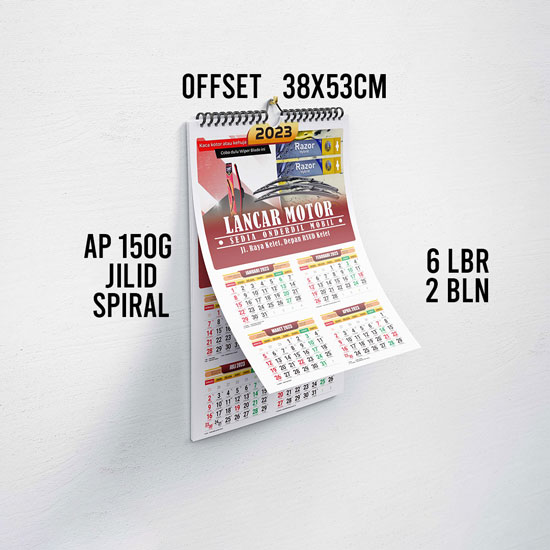 Kalender dinding (38X53cm) Ap 150 offset Spiral- (6 lembar 2 bula ...