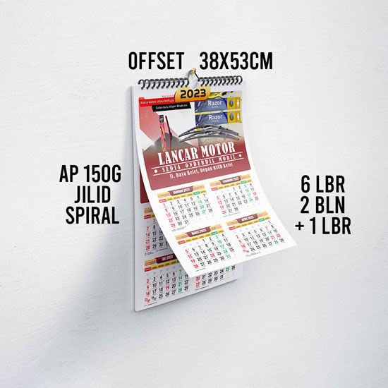Kalender dinding (38X53cm) Ap 150 offset Spiral- (6 lembar 2 bula ...