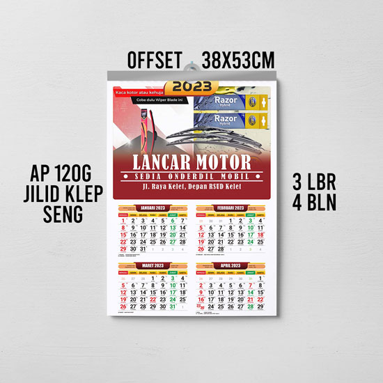 Kalender dinding (38X53cm) Ap 120 offset klep seng- (3 lembar 4 b ...