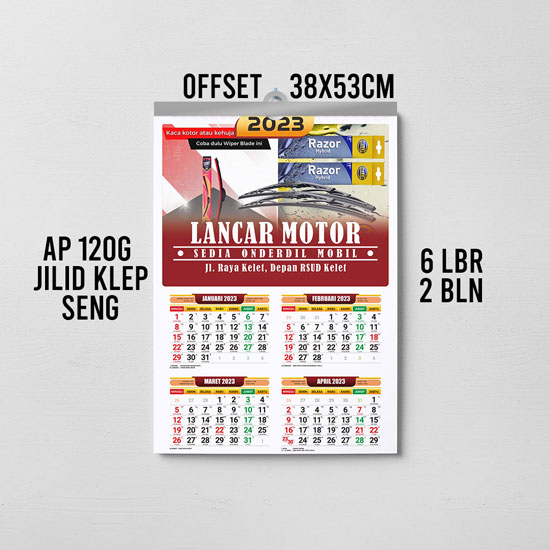 Kalender dinding (38X53cm) Ap 120 offset klep seng- (6 lembar 2 b ...