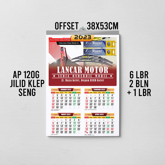 Kalender dinding (38X53cm) Ap 120 offset klep seng- (6 lembar 2 b ...