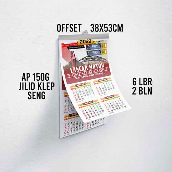Kalender dinding (38X53cm) Ap 150 offset klep seng- (6 lembar 2 b ...