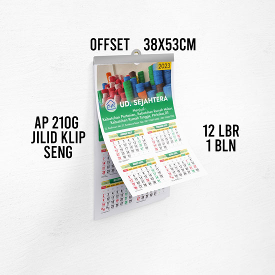 Kalender dinding (38X53cm) Art carton 210 offset klep seng- (12 l ...