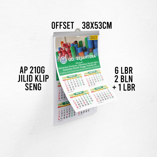 Kalender dinding (38X53cm) Art carton 210 offset klep seng- (6 le ...