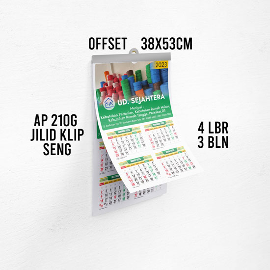 Kalender dinding (38X53cm) Art carton 210 offset klep seng- (4 le ...