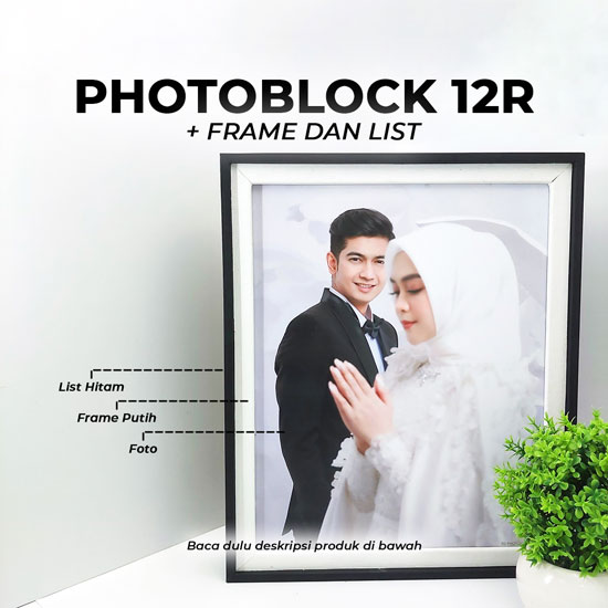 Photoblock +Frame Putih & List 12R (30X40cm)