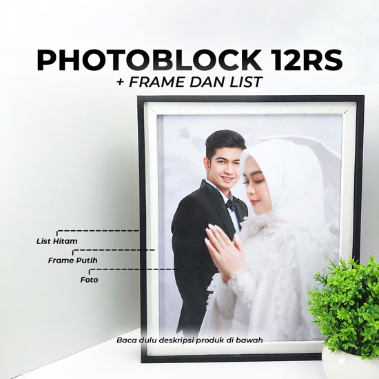 Photoblock +Frame Putih & List 12RS (30X45cm)