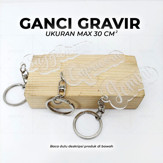 Gantungan Kunci Akrilik Gravir (max. 30cm2)