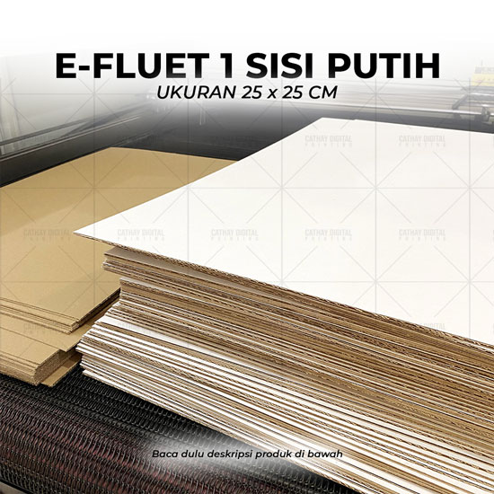 Kardus E-Flute 1 sisi putih (25X25cm) Polos 