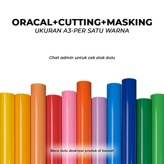 Sticker Oracal+Cutting+Masking Uk A3 per Warna