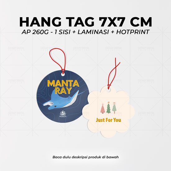 Hang Tag AP 260g (7X7cm)-1 Sisi +Laminasi+Hotprint 