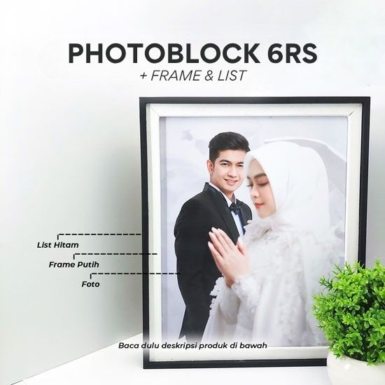 Photoblock +Frame Putih & List 6RS (17X22cm)