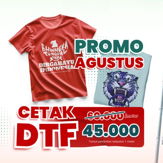 Promo Agustus DTF Kaos Meteran (58X100cm) Kelipatan Meteran 