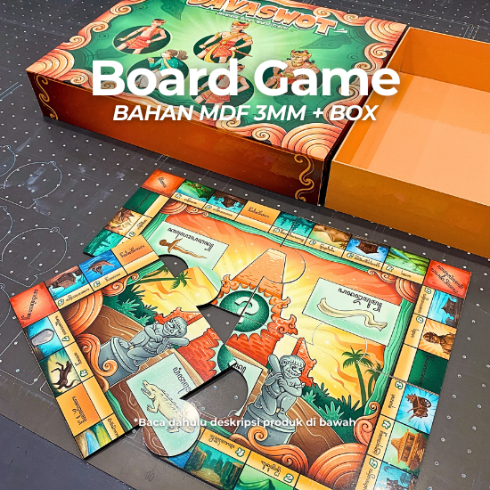 Board Game+ HardBox/Box Kardus bahan MDF 3mm+print sticker 