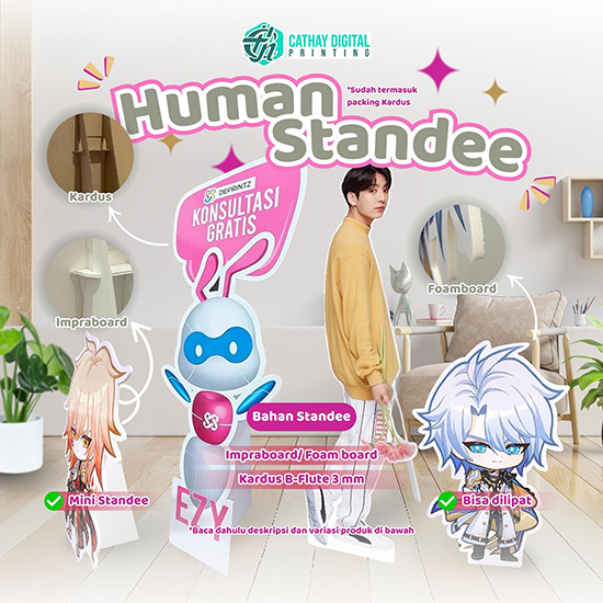 Human Standee Print sticker bahan Impraboard 3mm (per cm)