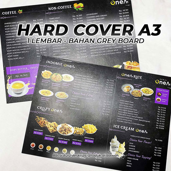 Hard Cover Menu A3 