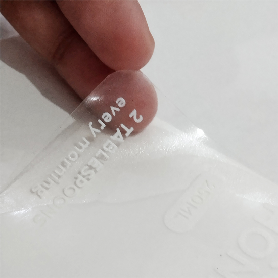 sticker vynil transparan+tinta putih