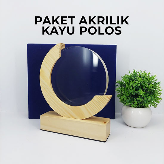 Plakat Akrilik Dudukan Kayu Polos+Box 